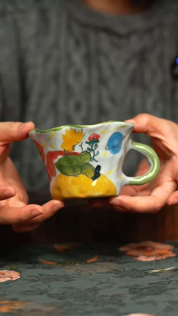 杯釉下彩手工手绘同款陶器