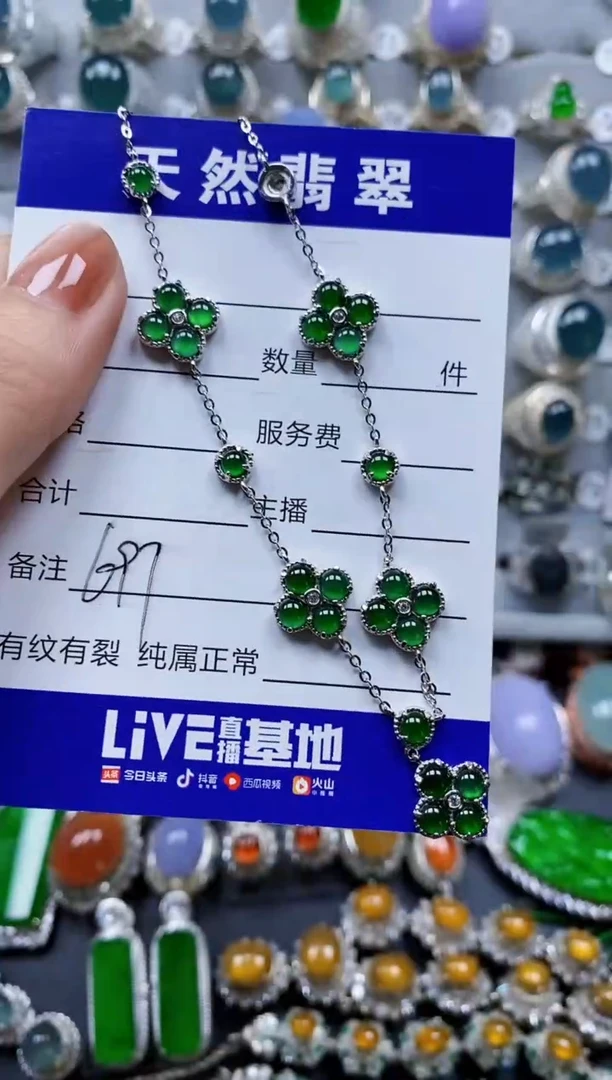 翡翠银S925镶嵌颈饰0697
