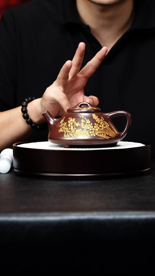 茶壶紫砂宜兴紫砂 子冶石瓢 石红 李雨瑶