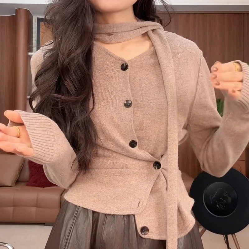 【秋日初静】2026秋冬新款韩系百搭显瘦长袖针织衫上衣LK2509212