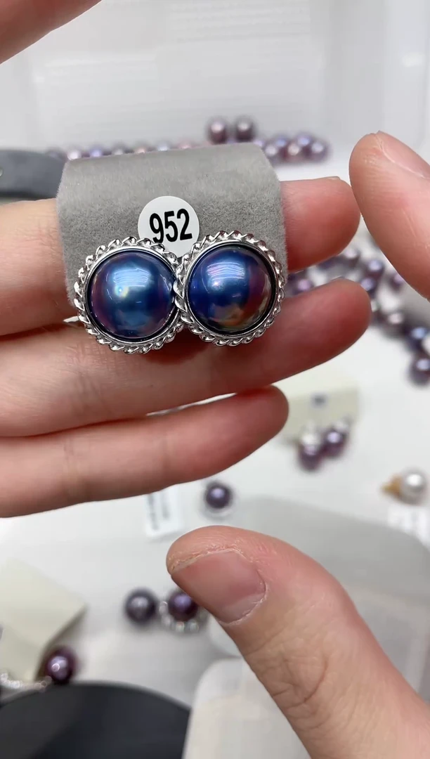 【闪购商品】拼合珍珠（马贝珠）耳饰银S925镶嵌耳饰