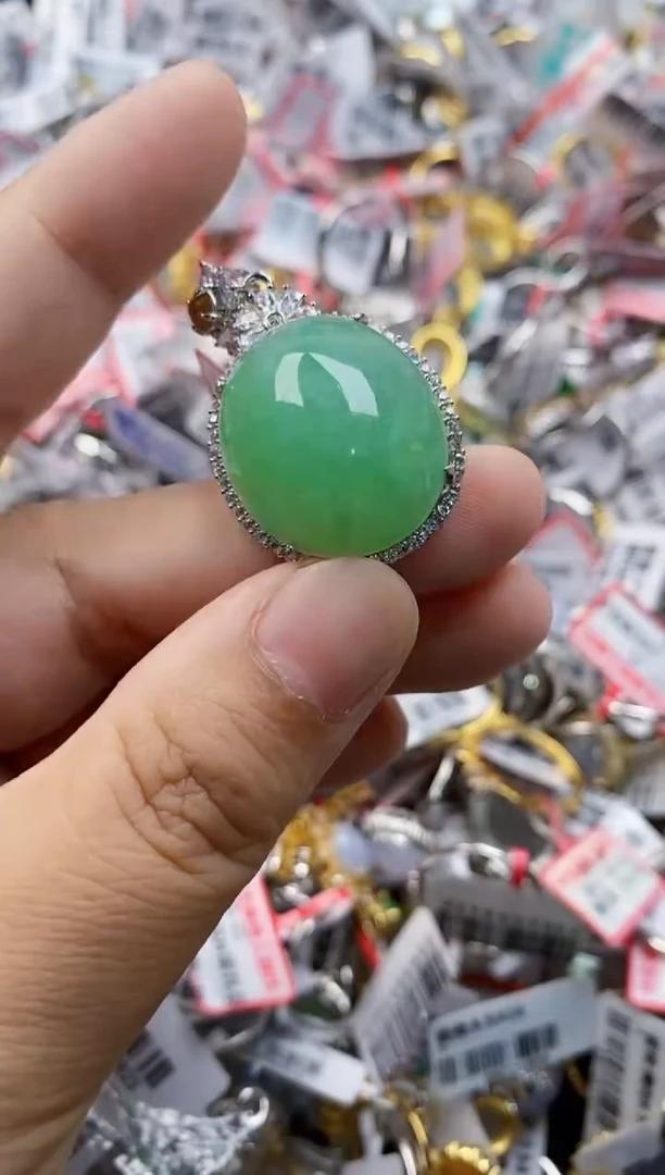 翡翠戒指银S925镶嵌2222      6