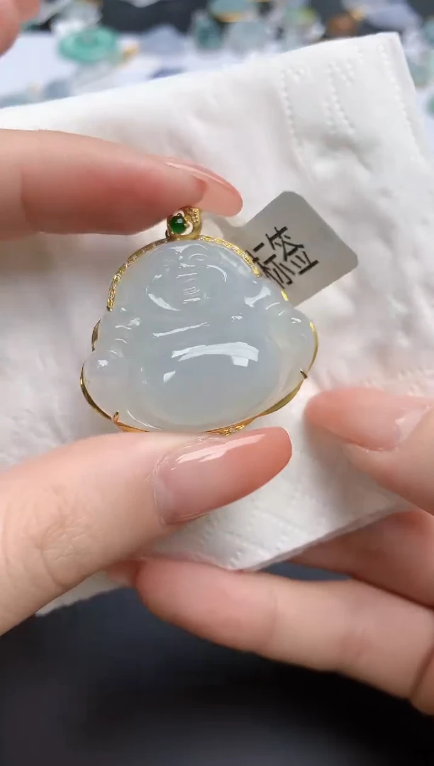 【闪购商品】翡翠颈饰18K金镶嵌天然缅甸翡翠A货