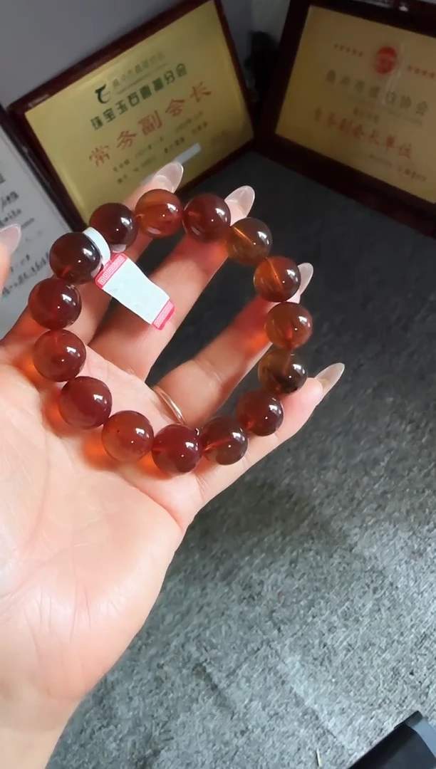 手串琥珀未镶嵌#11缅甸琥珀紫罗兰手串15mm