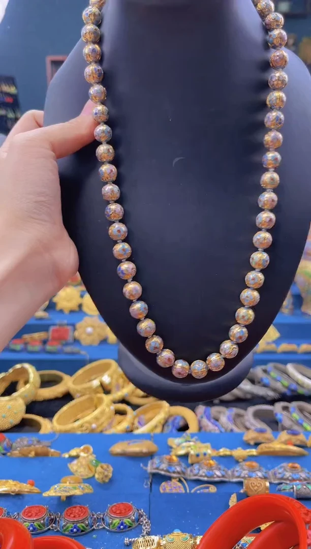 非遗景泰蓝项链 金地瓜棱 重工 1.0