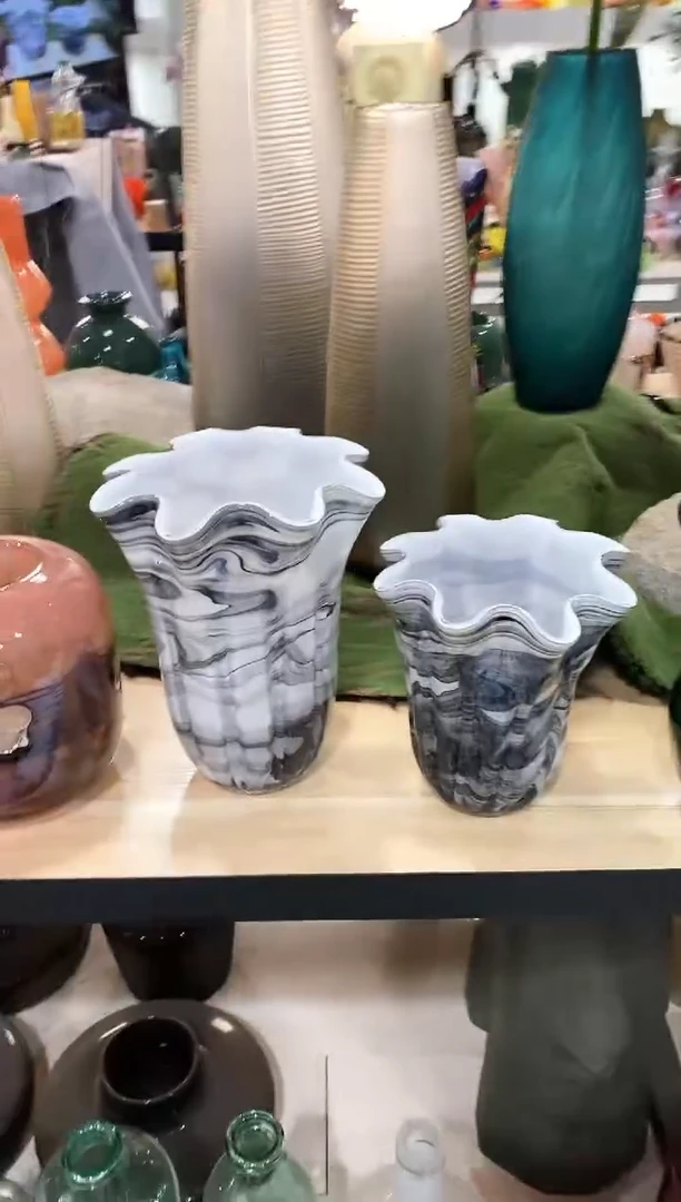 慕忆家手作琉璃花瓶一对
