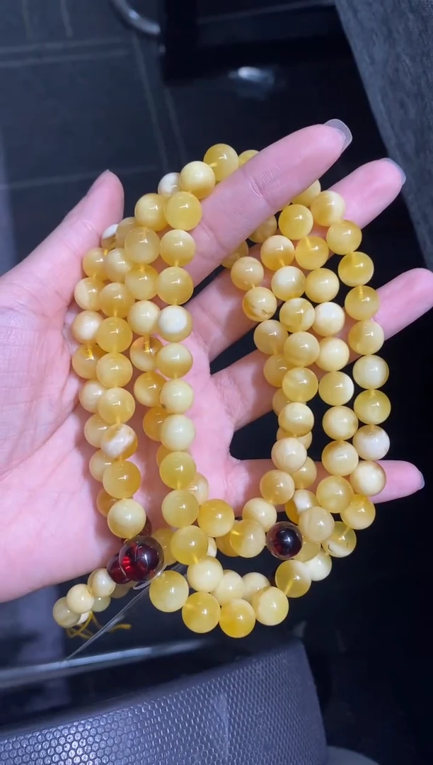 未镶嵌蜜蜡裸石A**静（静）金白108佛珠