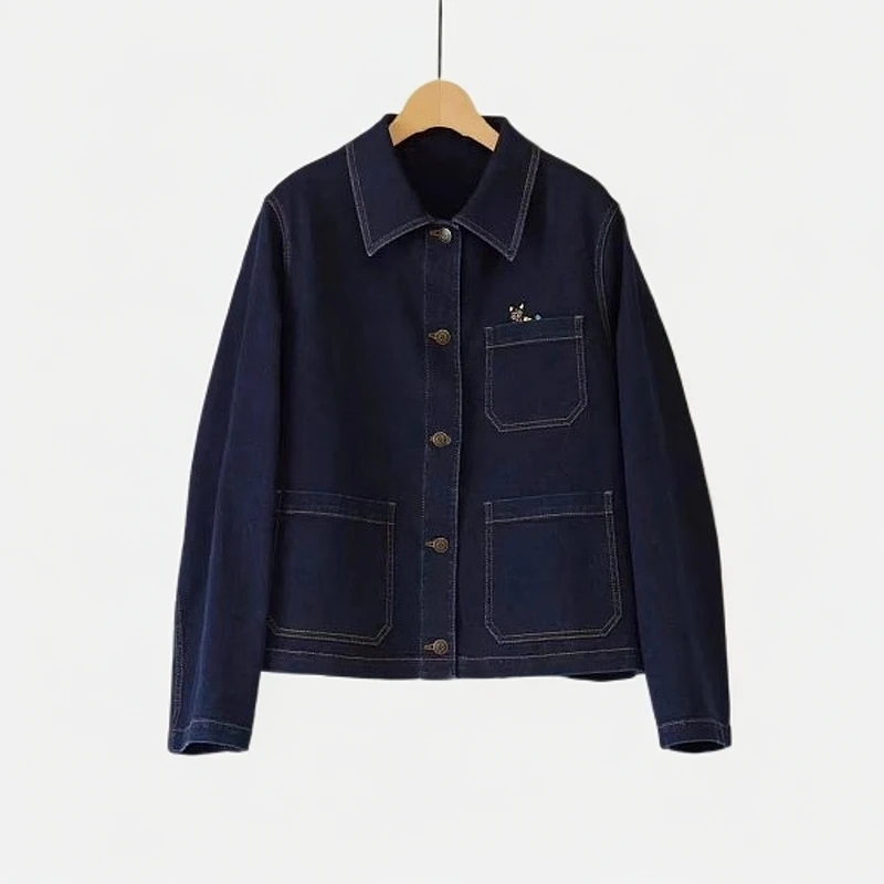 【U1001】2025春季新款时尚宽松休闲翻领牛仔棉服