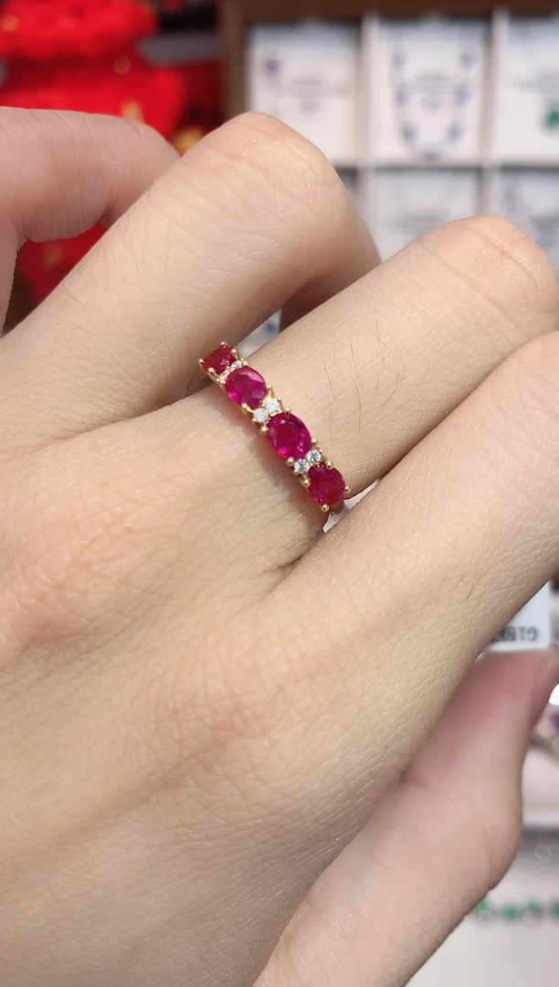 18K金镶嵌戒指红宝石1.3ct/天然宝石/七天无理由