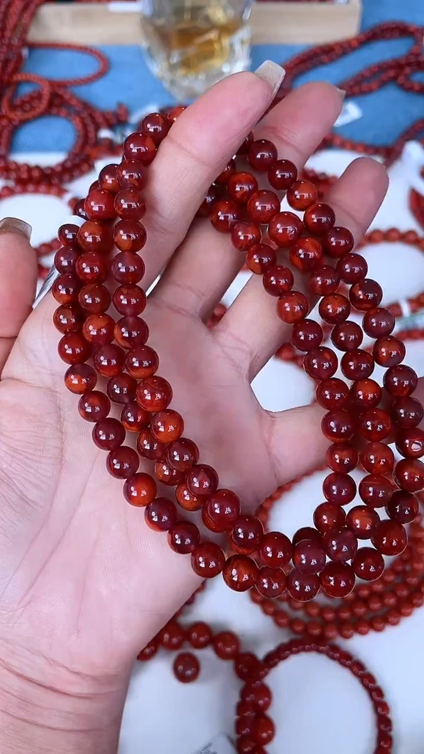 未镶嵌手串南红玛瑙N20凉山瓦西料S级牛血火焰多圈
