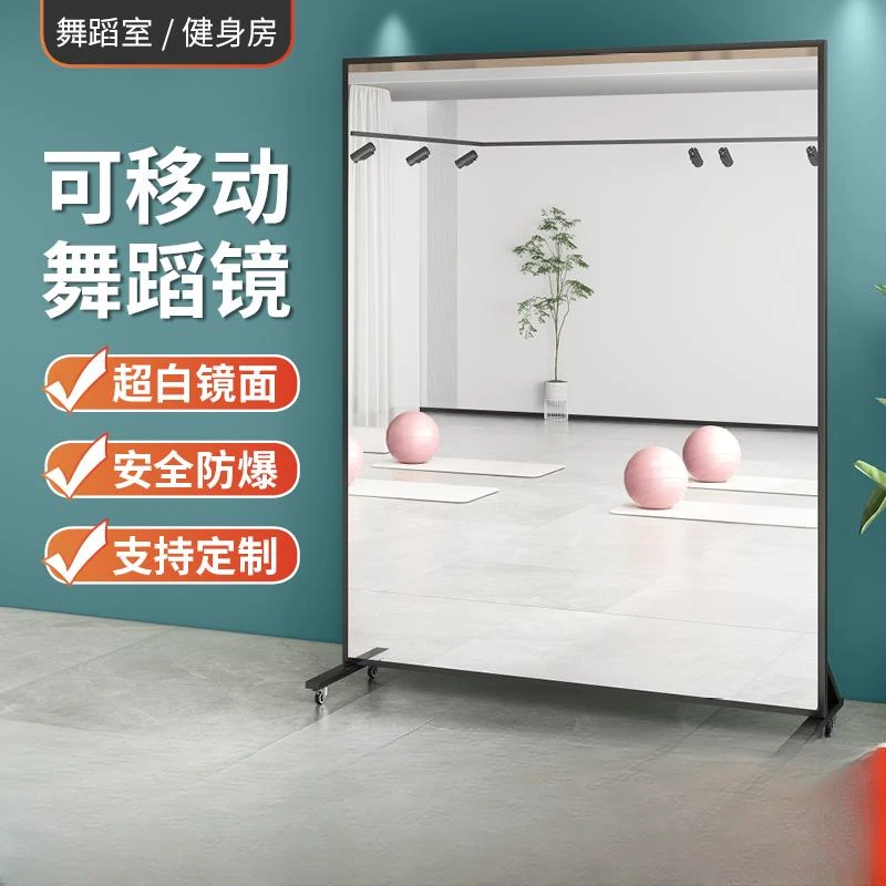 舞蹈镜移动舞蹈镜子家用跳舞练舞健身大镜子可移动全身镜穿衣镜