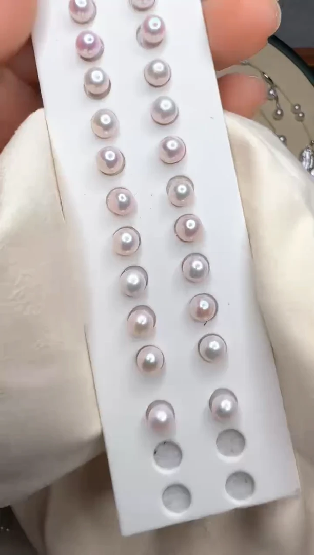 【闪购商品】淡水珍珠耳饰银S925镶嵌1号极光粉天女耳钉