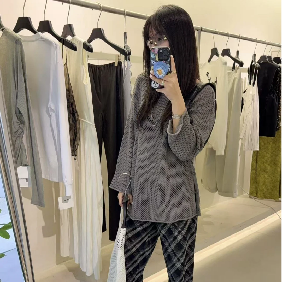 设计师慵懒松弛微喇袖钩织上衣（No退）