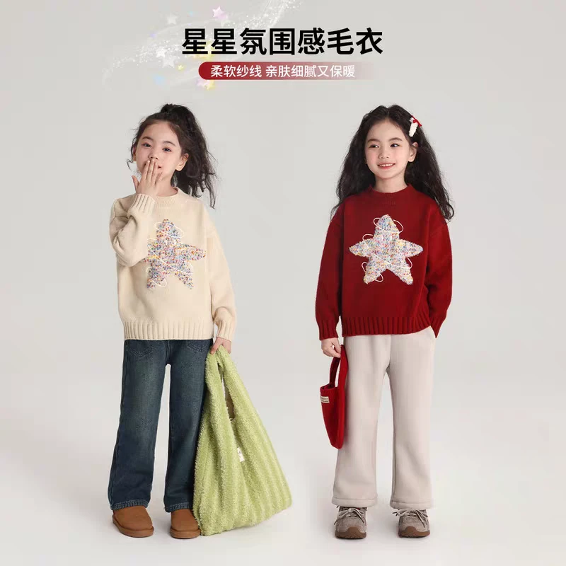 女童毛衣秋冬季新款洋气时尚儿童针织保暖休闲上衣zb5140简约童品