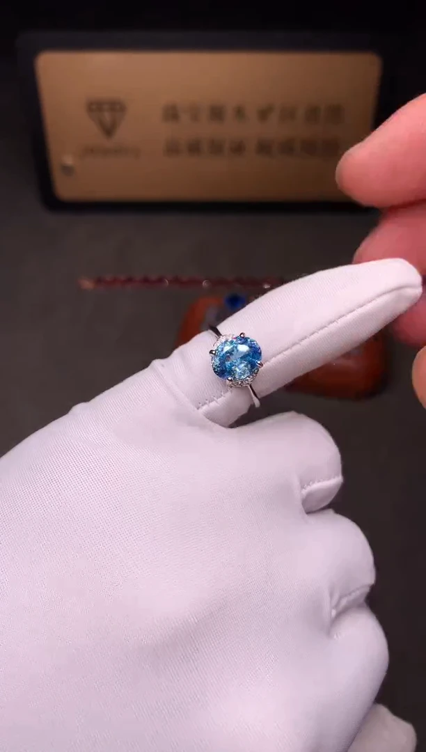银S925镶嵌戒圈海蓝宝石······