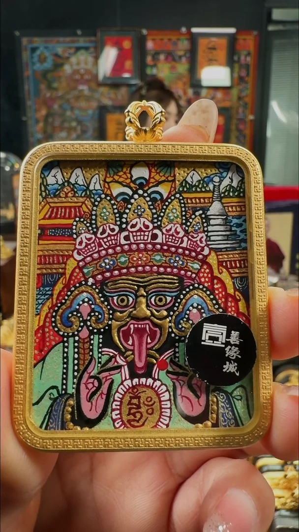 吊坠壹善缘城手绘唐卡扎基