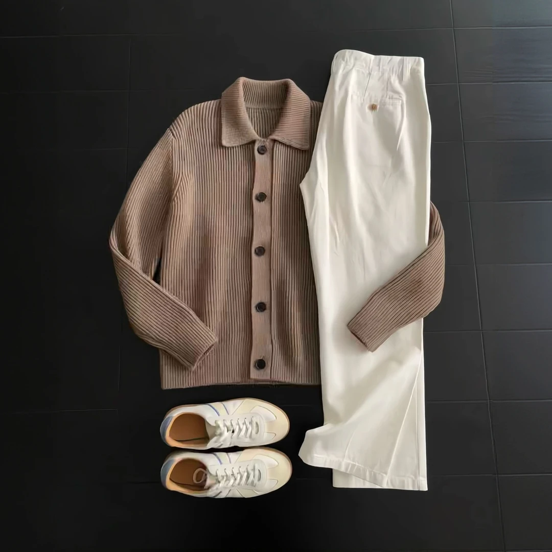 THON BERRY针织开衫长裤套装02休闲舒适纯羊毛毛衣休闲裤男士套装