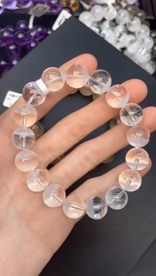 水晶手串未镶嵌18白幽灵12mm