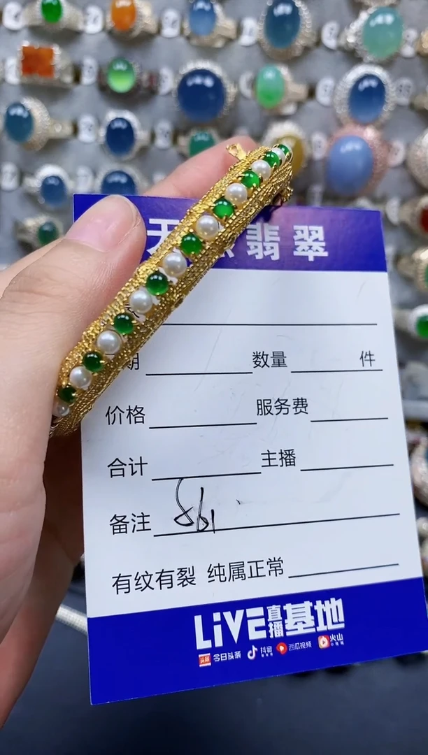 翡翠手镯银S925镶嵌561