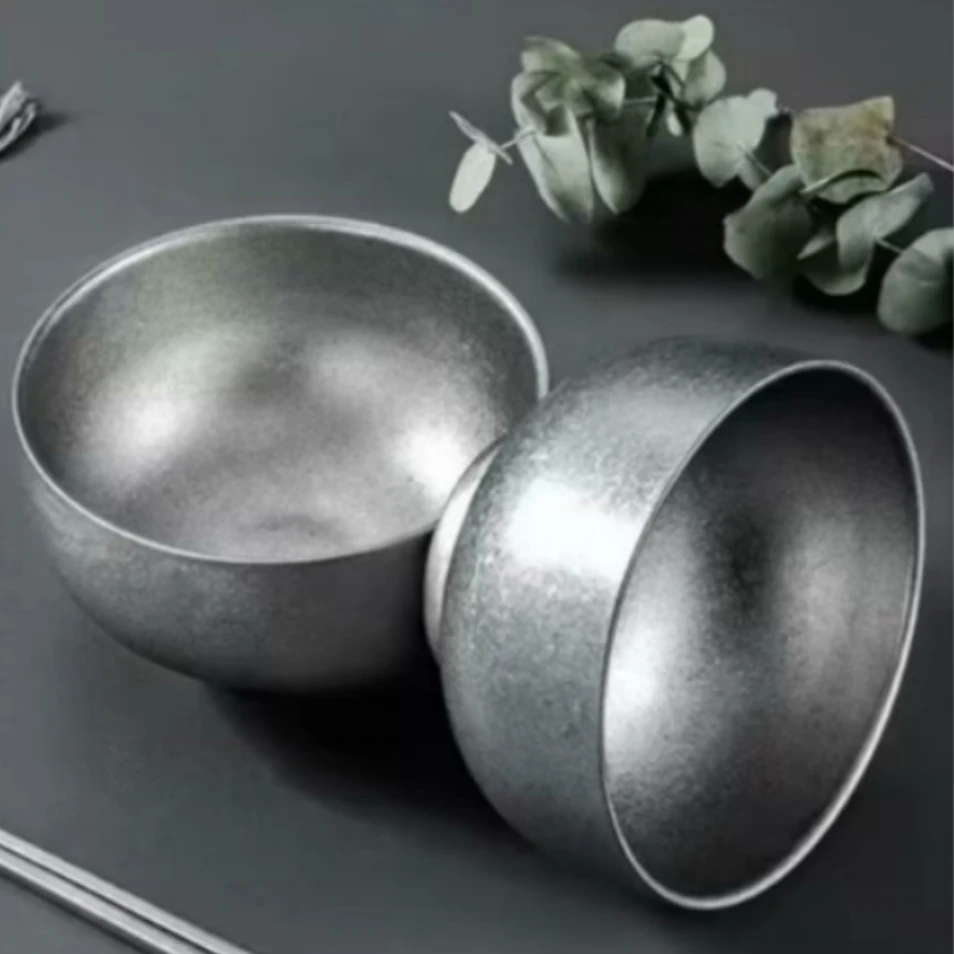 欧式高级雪花不锈钢米饭碗12CM