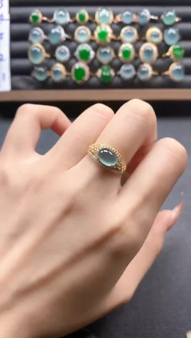 银S925镶嵌戒指翡翠51511