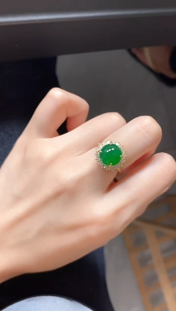 银S925镶嵌戒指翡翠4515