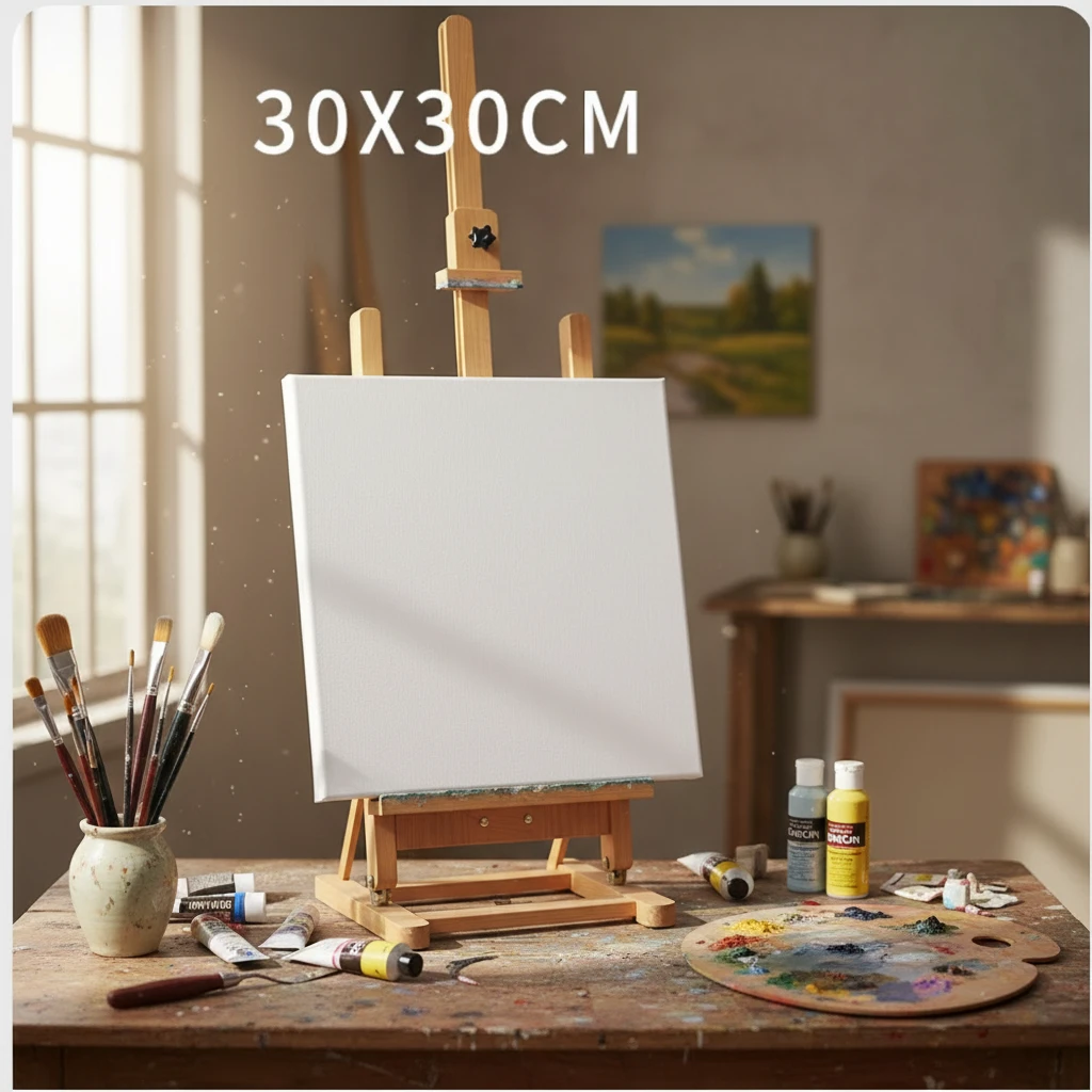 30*30厘米亚麻丙烯画油画肌理画松果画