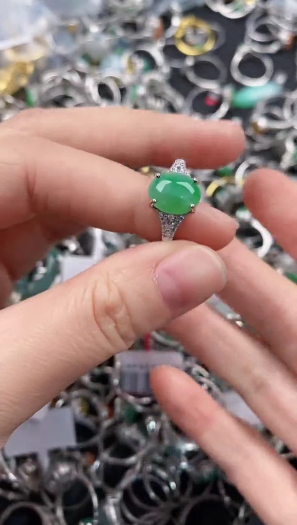 银S925镶嵌戒指翡翠555             2