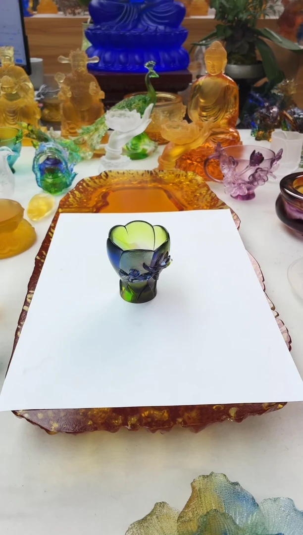 手工艺品琉璃彩色兰花杯