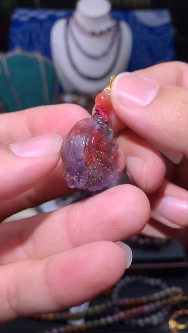 未镶嵌珠宝半成品水晶极光四色大白菜吊坠