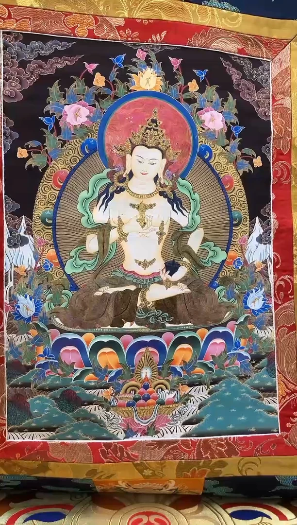 【闪购商品】卷轴画矿物质喷绘 萨埵1.1m蓝色水波纹