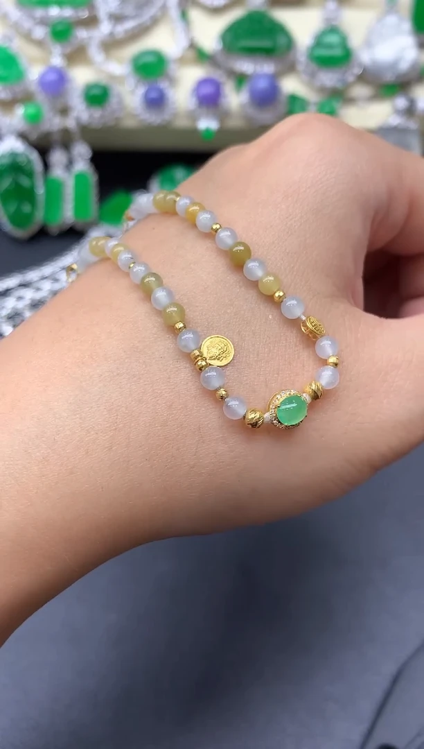 18K金镶嵌手链翡翠235-中国好珍宝