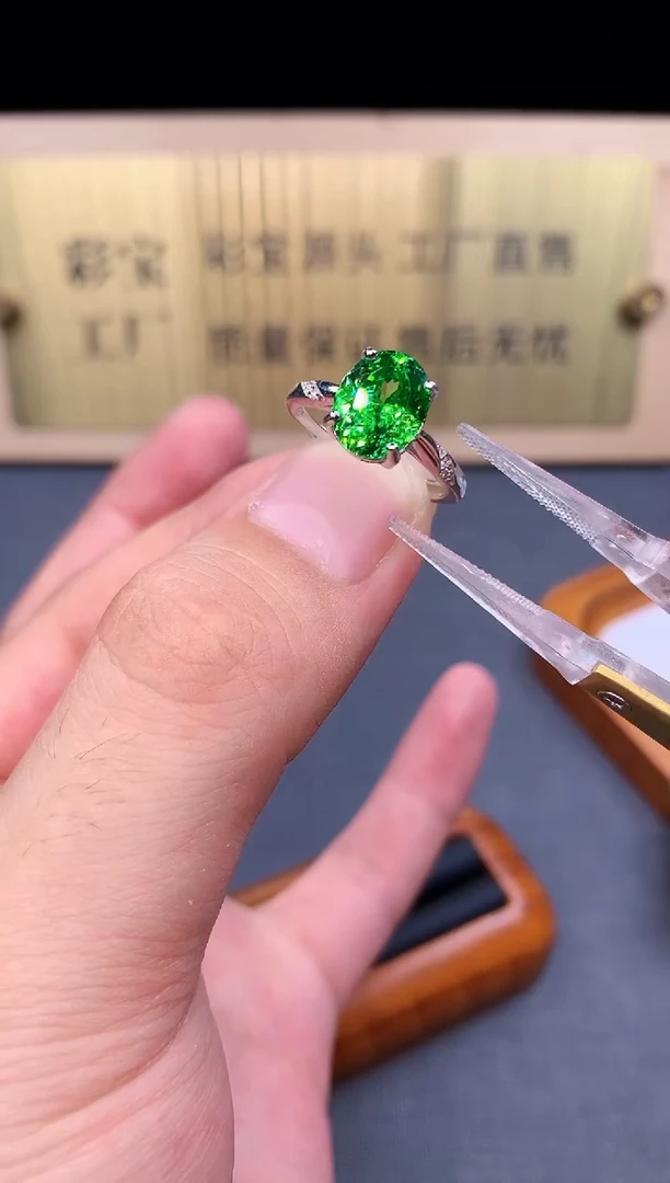 绿色碧玺戒指银S925镶嵌4532