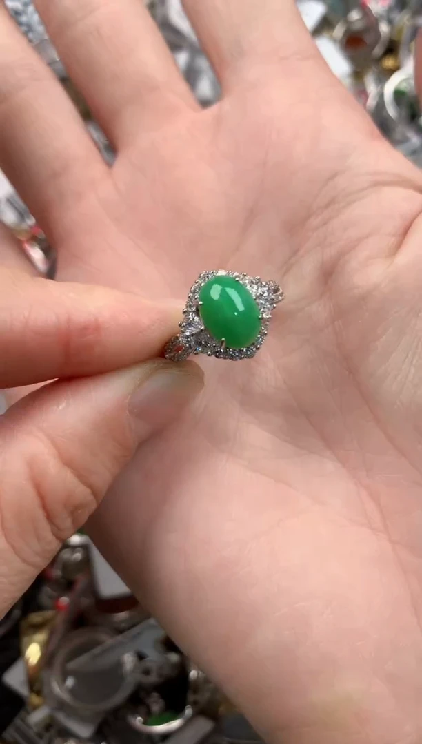 银S925镶嵌戒指翡翠444    1