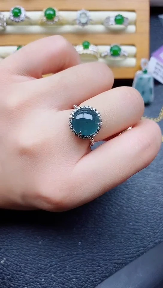 银S925镶嵌戒指翡翠1