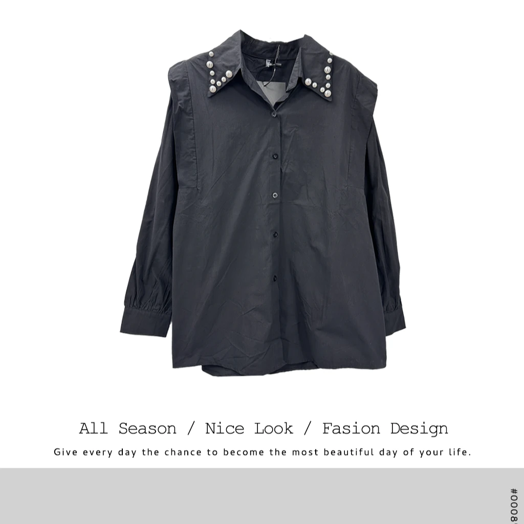 780    高街时尚设计纯色拼接潮流百搭长袖上衣     款号#018