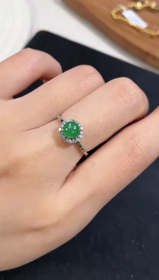 银S925镶嵌戒指翡翠戒指