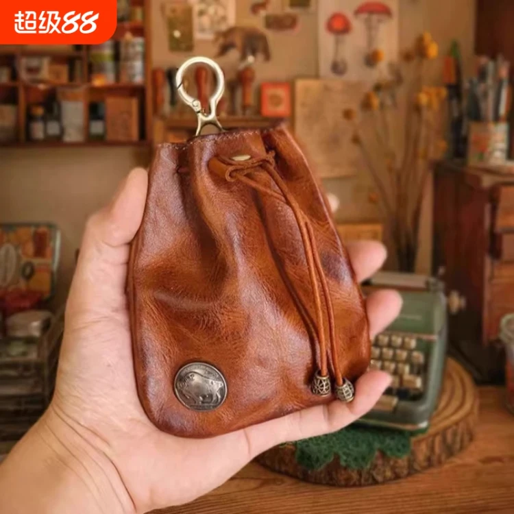 新款创意福袋手工零钱包时尚潮流复古硬币包抽绳束口收纳袋钥匙包