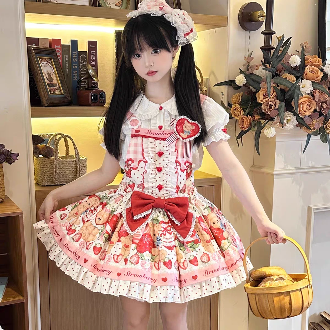【新款现货】熊莓日记 原创设计Lolita可爱背带 心动玩偶草莓甜lo