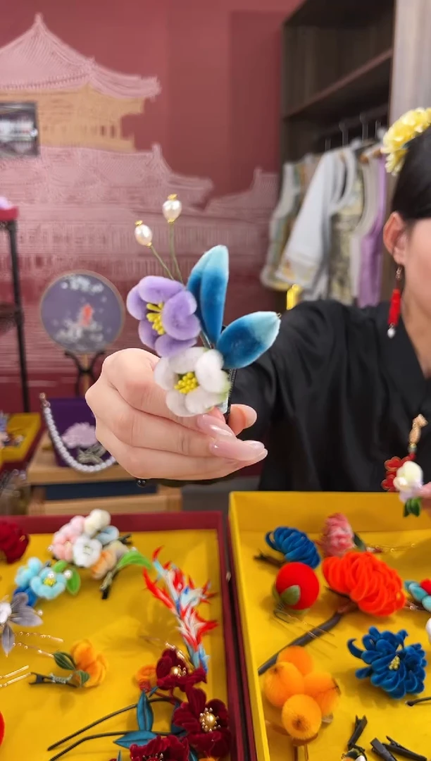 【闪购商品】刺绣非遗绒花（发饰）