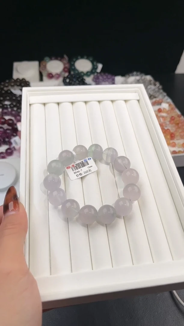 【闪购商品】萤石手链未镶嵌多样性发一Q128奶紫15mm