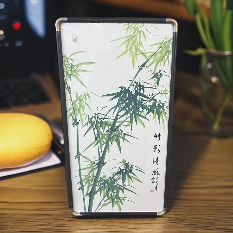 念琦手绘 带框国画《竹影清风》 尺寸：35*67CM客厅餐厅