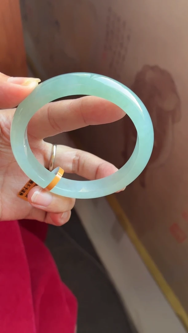 未镶嵌手镯翡翠（高货 巨巨巨推荐）双眼皮冰透胶荧光宝石绿24号