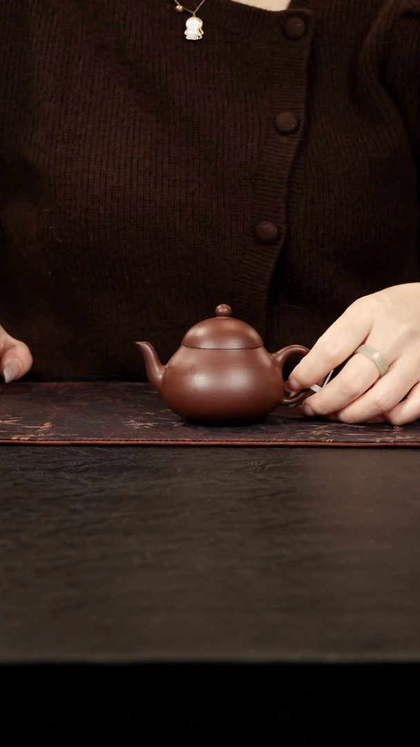 茶壶紫砂老紫泥梨式120cc