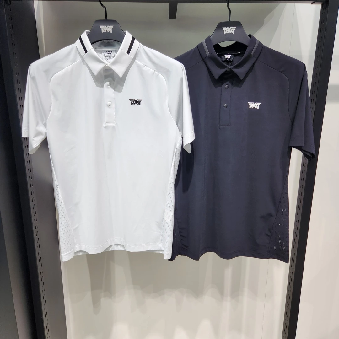 男士高尔夫短袖/P家拼接短袖上衣/背后网孔弹力面料/透气排汗舒适