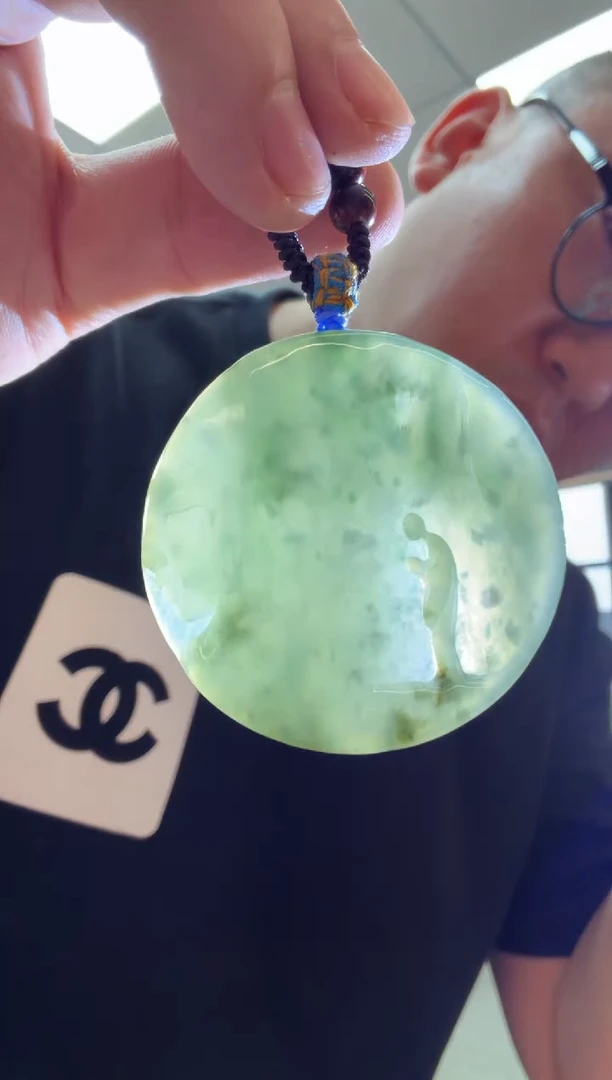 未镶嵌挂件翡翠A货翡翠孤品国雕谢林工