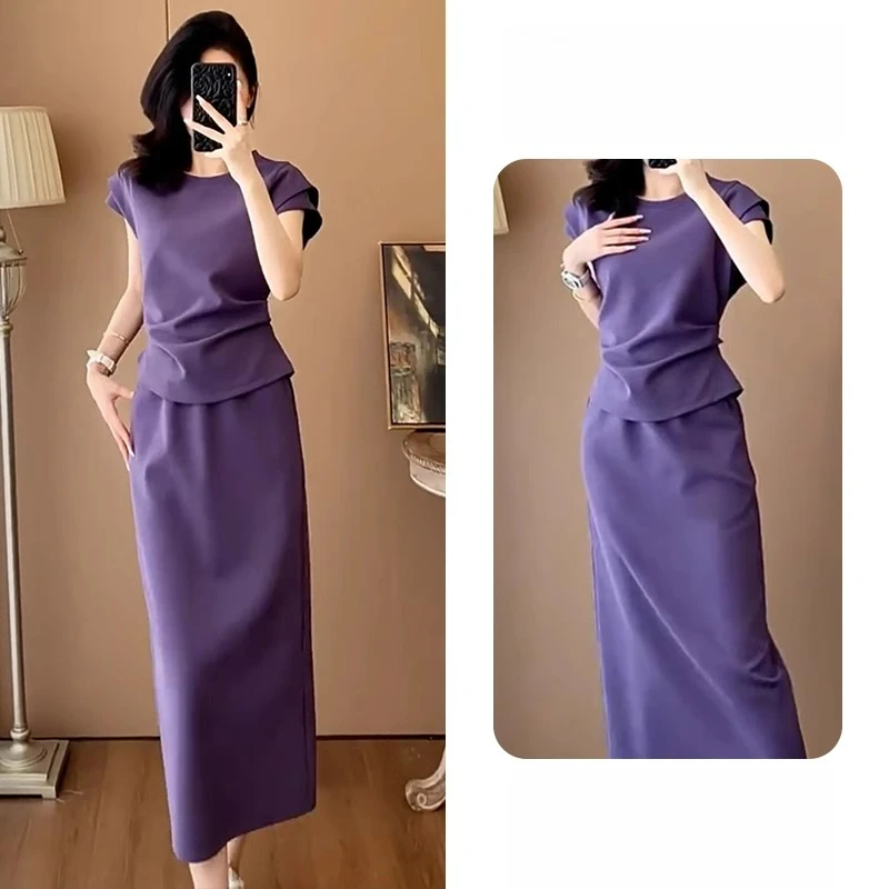 高含棉时尚套装女2025年夏季新款网红炸街短袖上衣半身裙两件套