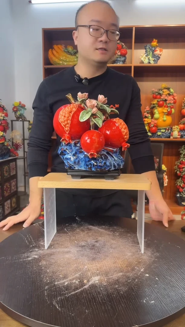 陶瓷三石榴摆件