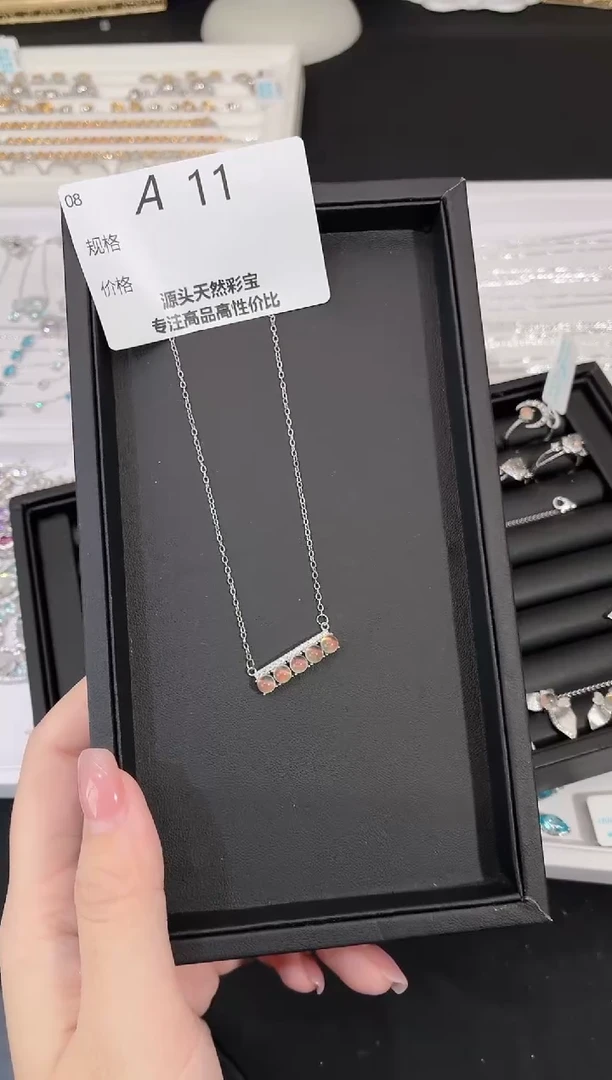 长石项链银S925镶嵌多样性发一A11