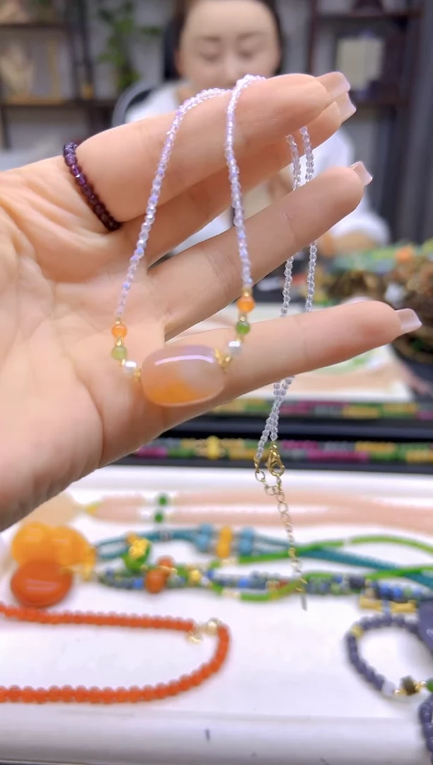 玛瑙/玉髓颈饰未镶嵌DIY款X305